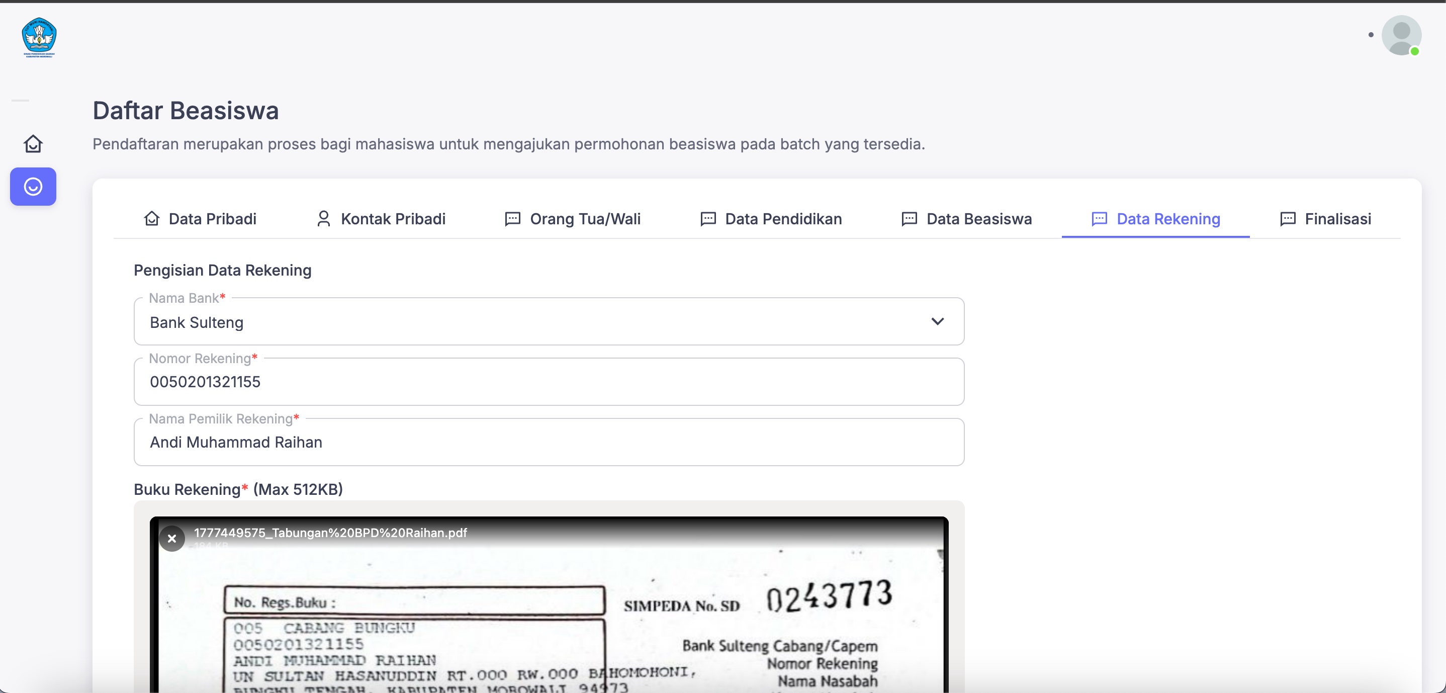 FITUR EDIT DATA REKENING
